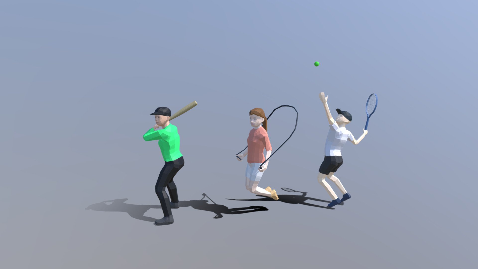 Low Poly Kids Playing Collection