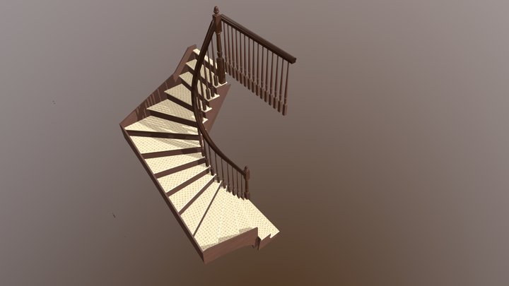 180 spiral winder stair and rail 3D Model