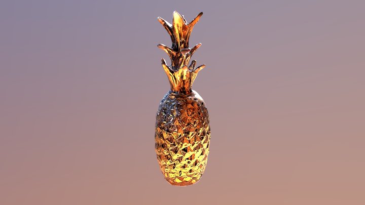 A vintage golden pineapple 3D Model