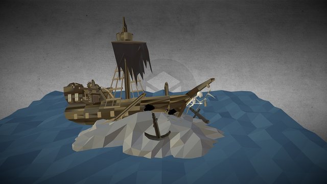 Low Poly Shipwreck 3D Model