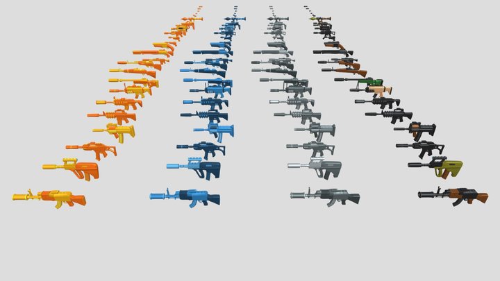LOWPOLY STYLIZED WEAPONS PACK (80 GUNS) 3D Model