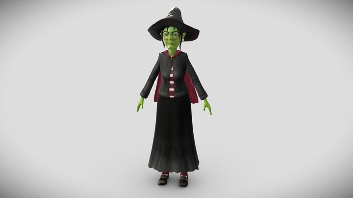 Cartoon Witch 3D Model