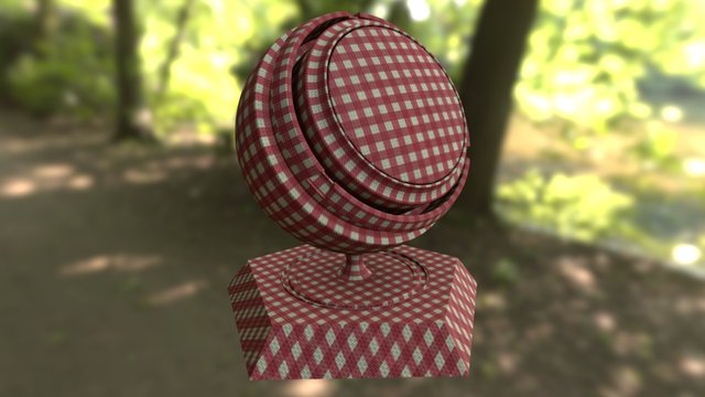 Realistic Gingham Fabric Sample 3D Model
