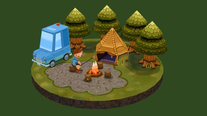 Camping Scene 3D Model