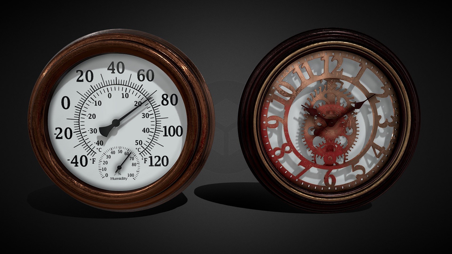 Wall Clock and Weather Clock - Buy Royalty Free 3D model by Sunny ...