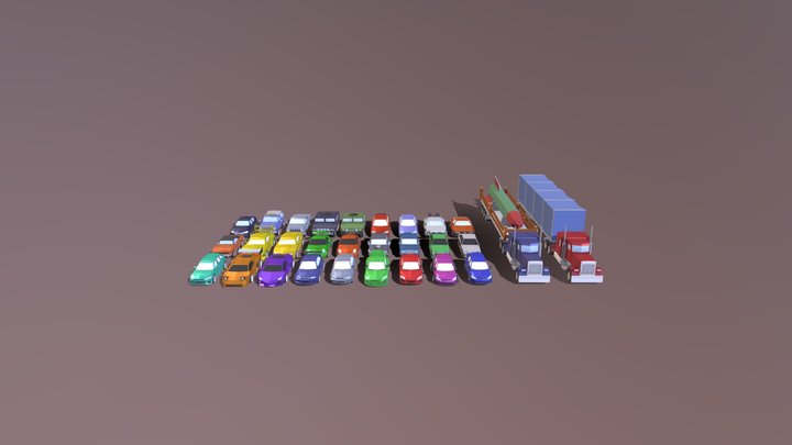 Low Poly Cars Pack 3D Model