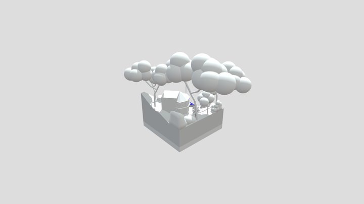 By the ocean - Diorama and House blockout 3D Model