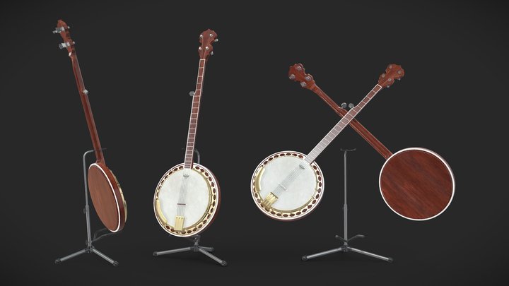 Banjo with Stand 3D Model