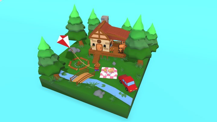 Simple scene DAE 3D Model