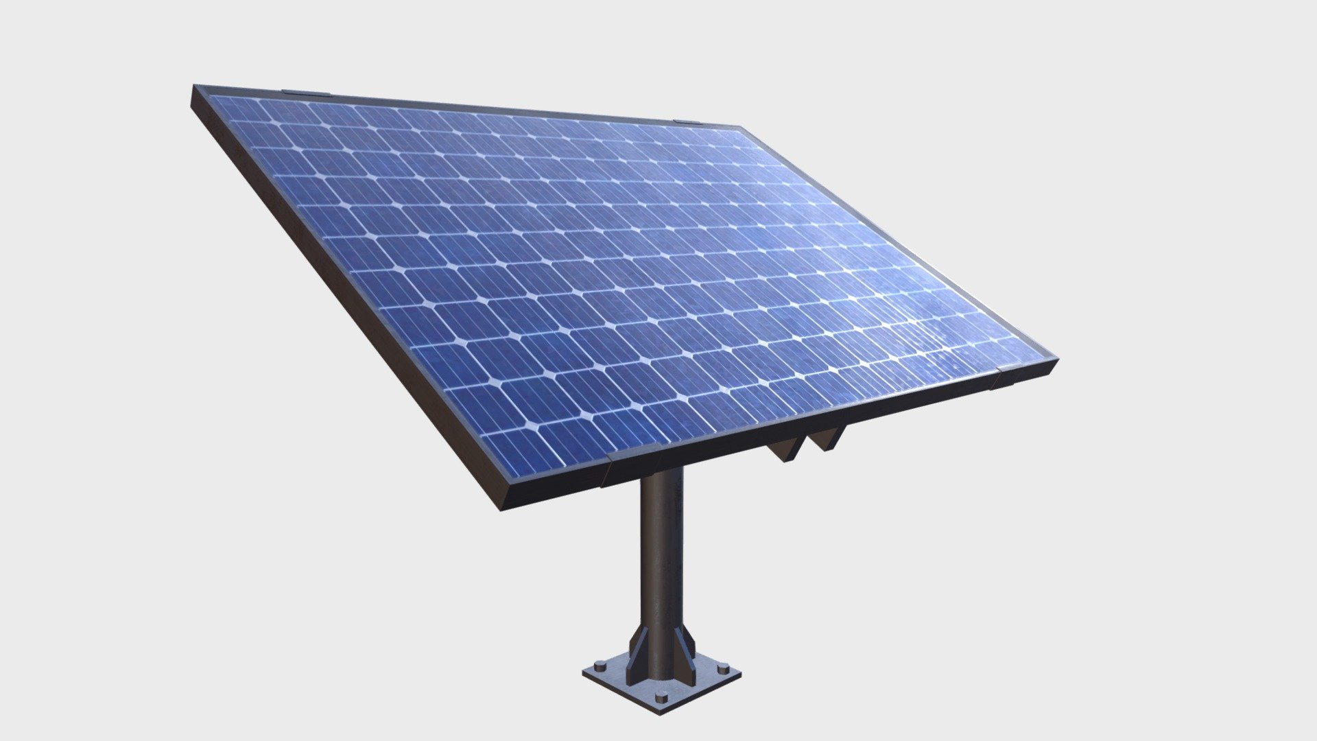 3D model Solar panels stand alone structure steel column with base VR / AR  / low-poly