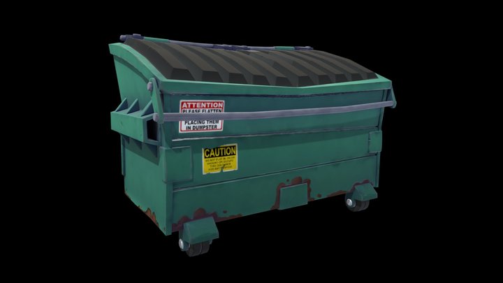 Stylized Dumpster Bin 3D Model