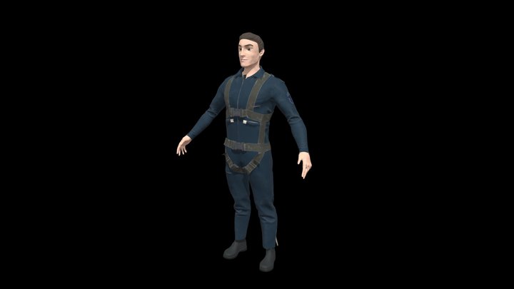 Stylised Pilot & Harness (Rigged & Game Ready) 3D Model