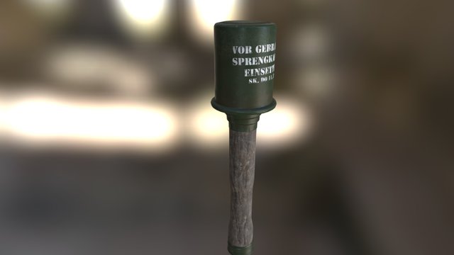 Stick grenade (Rusty and worn) 3D Model