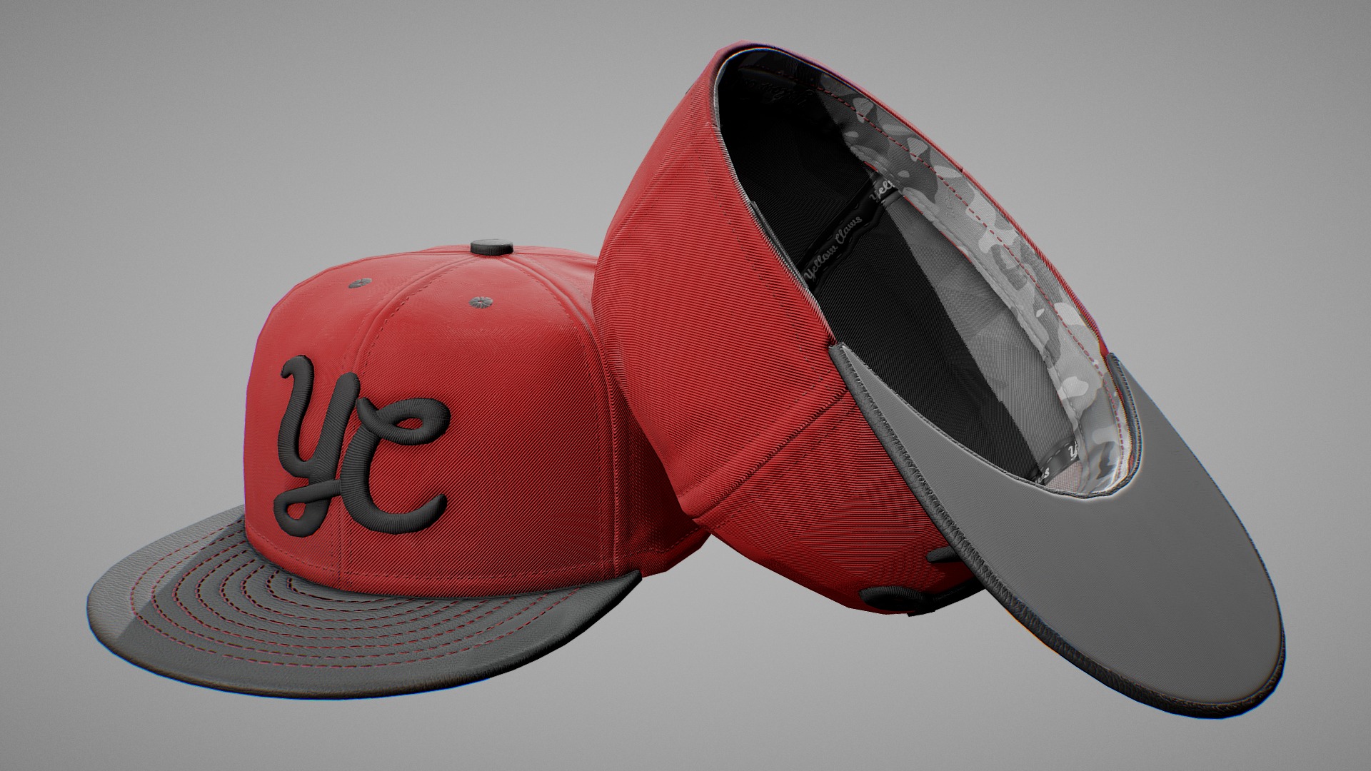 3D model Baseball Cap Pristine Red - This is a 3D model of the Baseball Cap Pristine Red. The 3D model is about a red and black shoe.