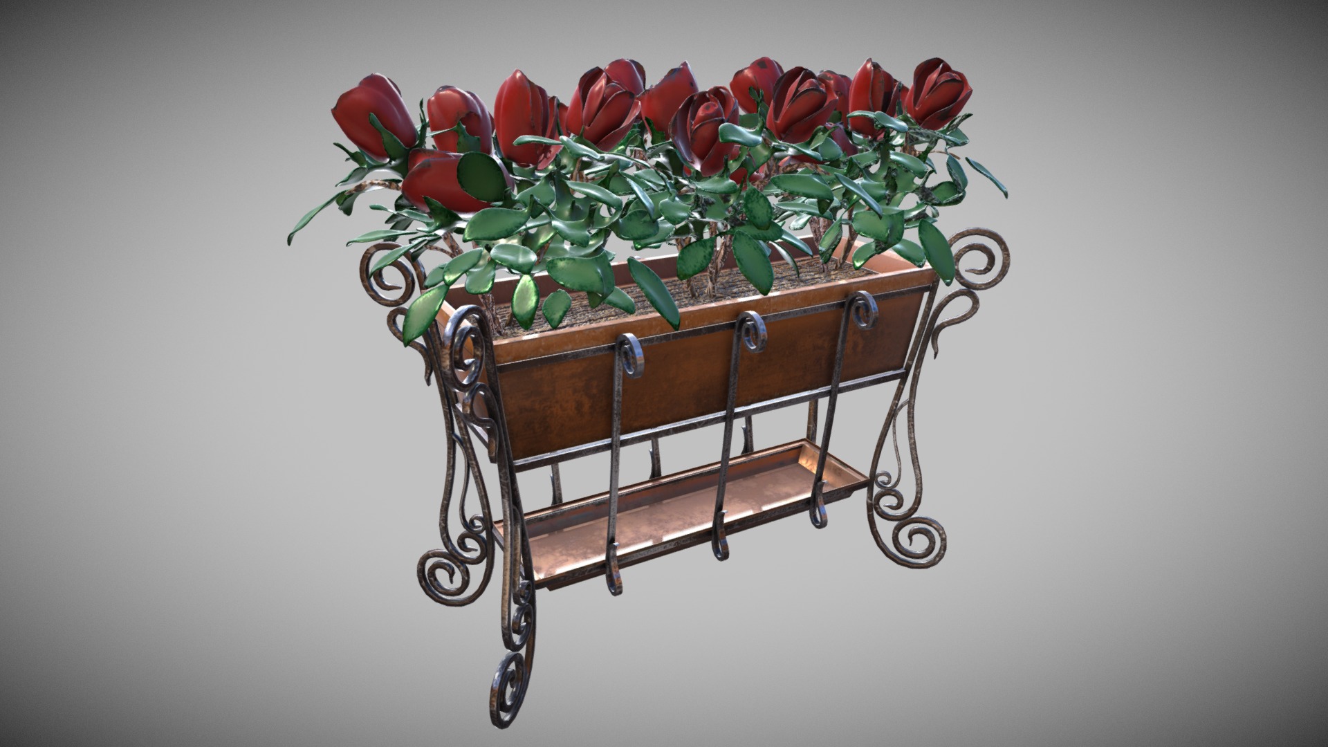 3D model Rose Garden Set – Square Support - This is a 3D model of the Rose Garden Set - Square Support. The 3D model is about a basket of roses.