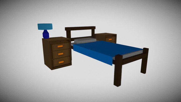 Lowpoly Bed and Drawers – Modelo 3D gratuito STL