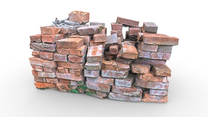 Stack Of Bricks (Game Ready / 2K PBR) 3D Model