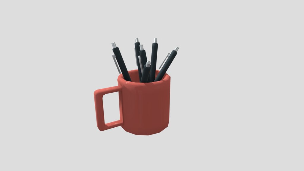 Low-Poly Mug with Pens