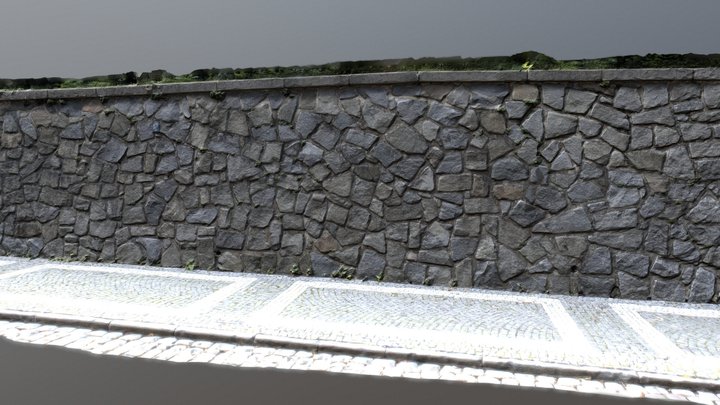 Lowpoly stone wall 3D Model