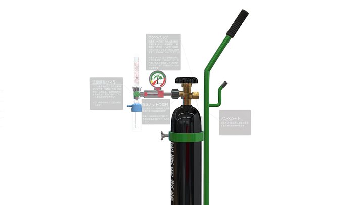医療用酸素ボンベ  Oxygen Cylinder Medical Grade – Kostenloses 3D-Modell STL