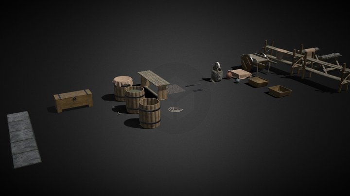 Medieval Blacksmithy Props 3D Model