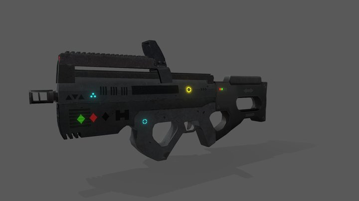 Low poly Scifi Gun PBR Game ready 3D Model