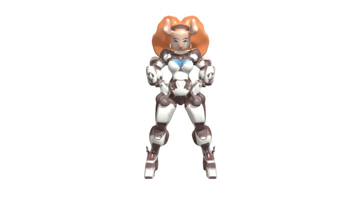 Armored female character in futuristic battle s 3D Model