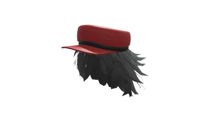 black hair with hat 3D Model