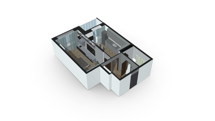 Однокомнатная квартира 1A 3D Model