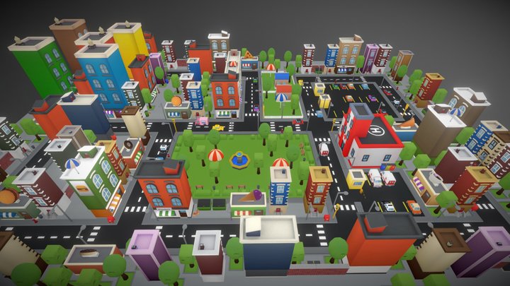 Simple Toon City 3D Model