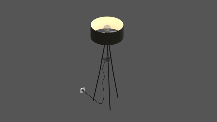 Drum shade floor lamp 3D Model