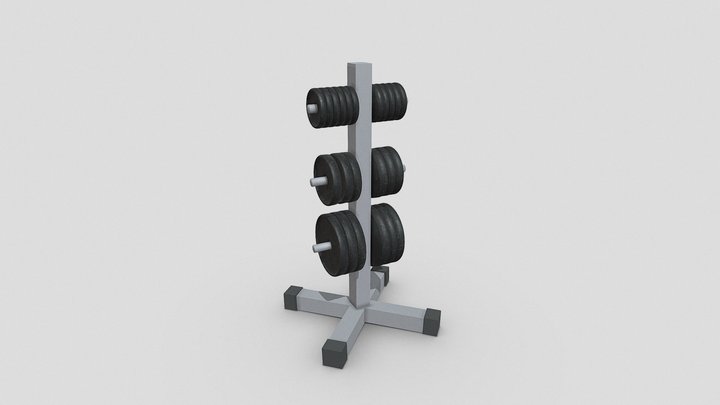 Dumbbell Plate Weight Rack 3D Model