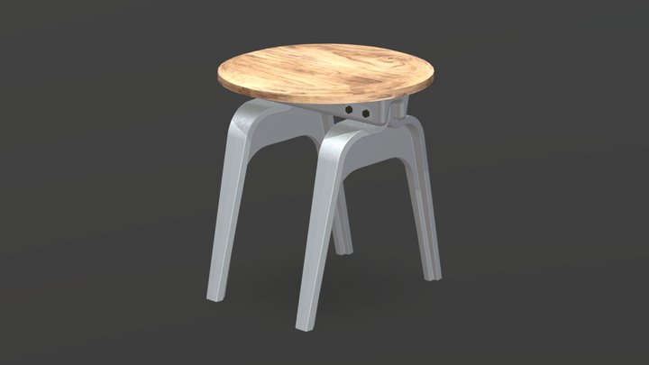 Bench - Aluminum and wood 3D Model