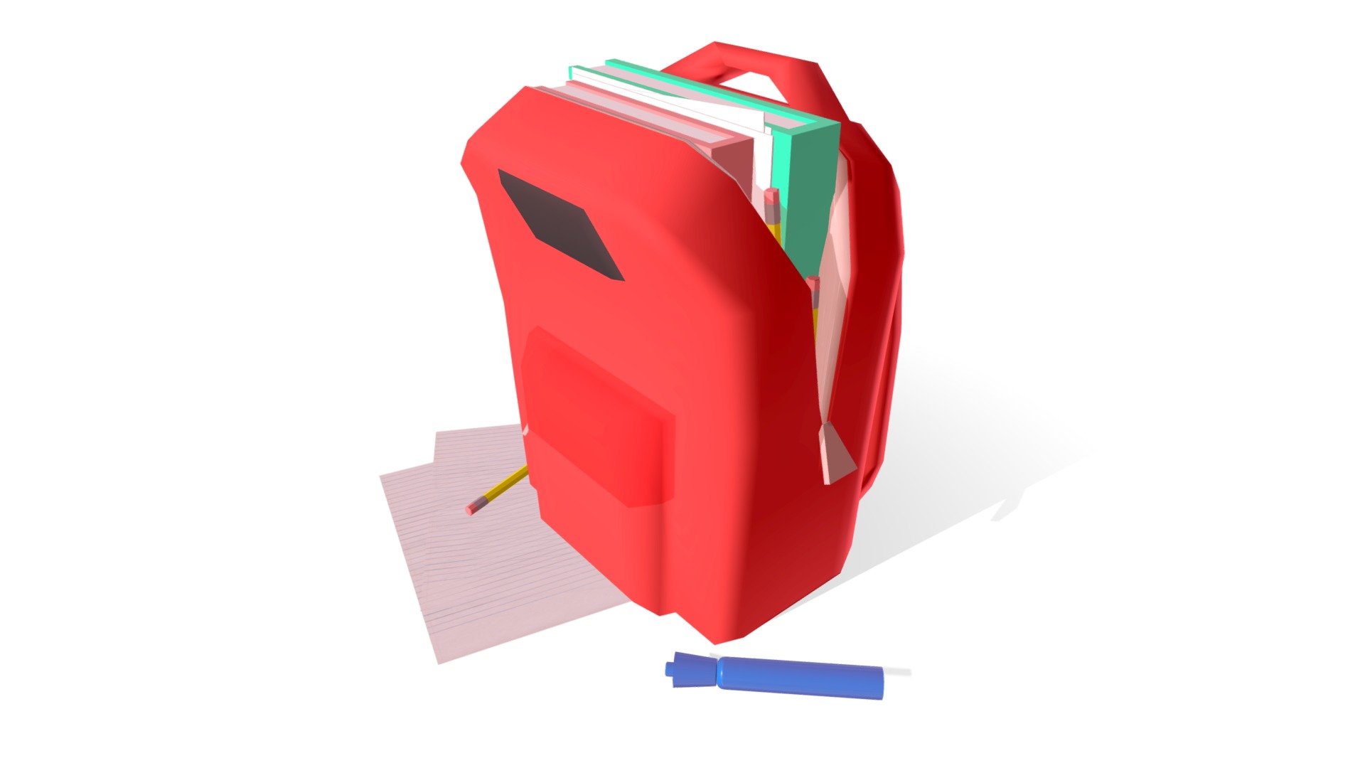3D model Back to School! - This is a 3D model of the Back to School!. The 3D model is about a red and blue computer mouse.