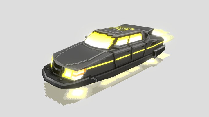 Low Poly Pixel Hover Car Dad Edition 3D Model