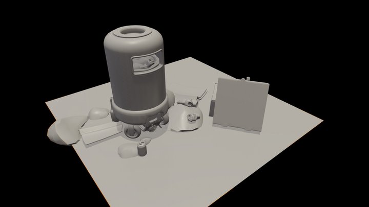Cyberpunk Garbage Trash Bin 3D Model
