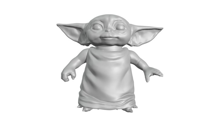 Simple Cartoon Model of The Mandalorian and Baby Yoda