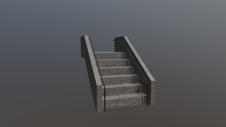 Concrete Stair - Small 3D Model