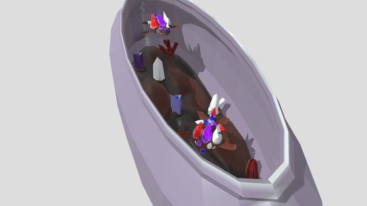 Fish tank with gems and gem fish 3D Model