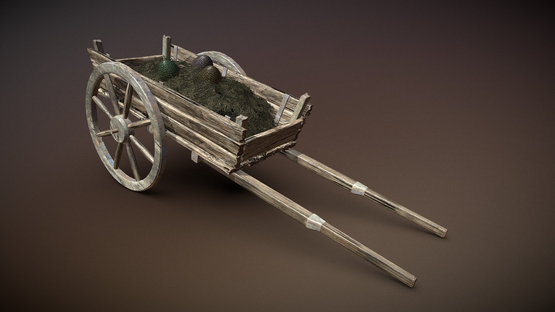 Medieval Wood Wagon & Dragon Eggs