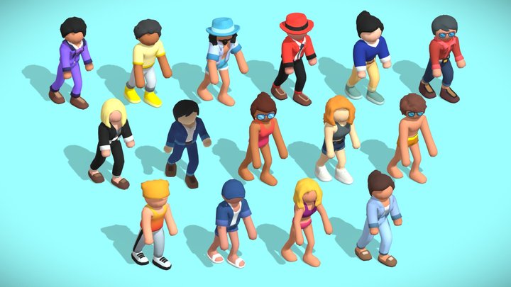 HyperCasual Animated Characters Pack (Rigged) 3D Model