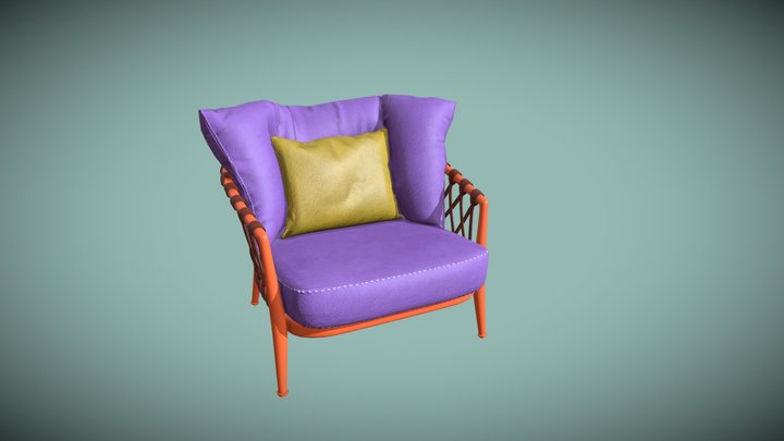 Armchair with cushion 3D Model