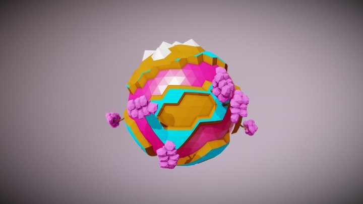 Low Poly Pink Planet 3D Model