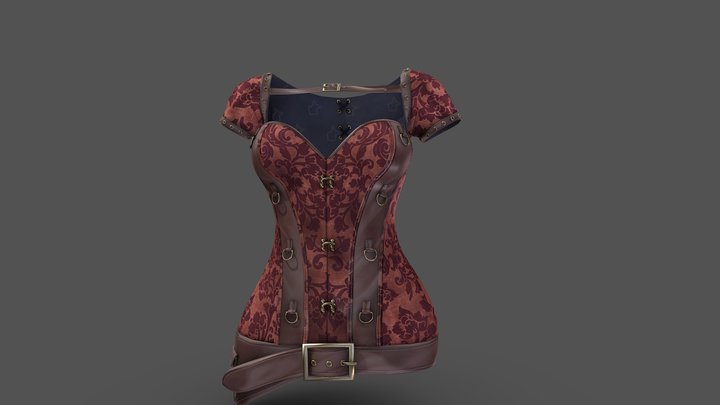 Medieval Steampunk Corset Top With Shrug 3D Model