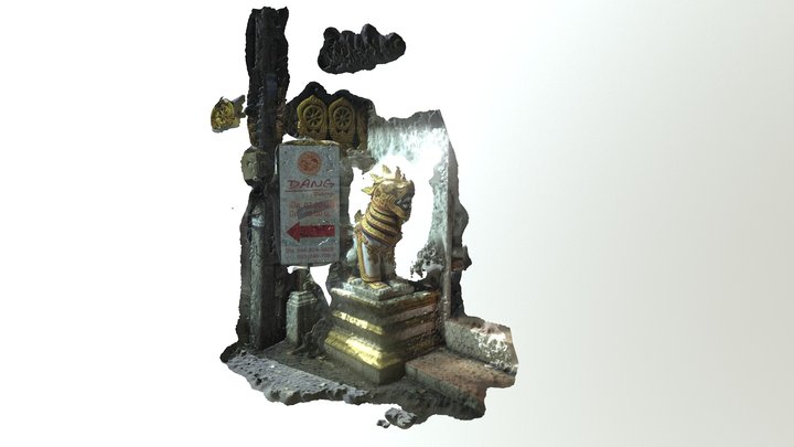 Statue and sign 3D Model