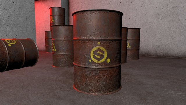 Barrel Test Scene 3D Model