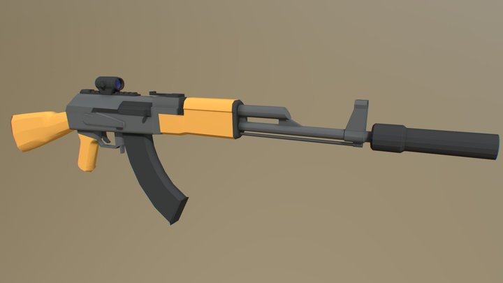 Low poly AK 47 3D Model