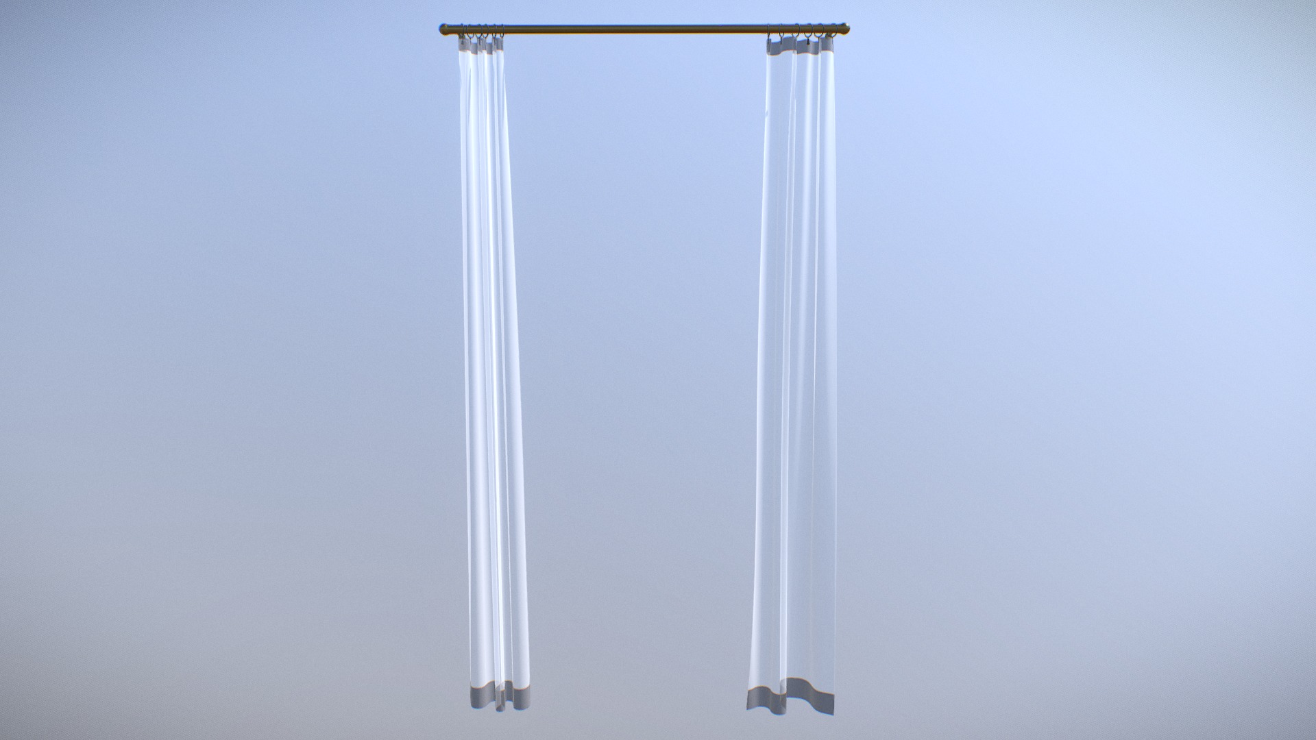 3D model Open Curtains - This is a 3D model of the Open Curtains. The 3D model is about a white pole with a metal rod.