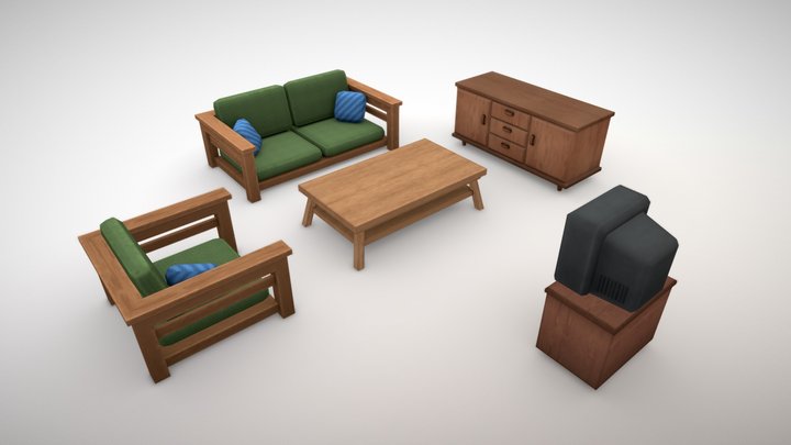 Living Room Assets 3D Model