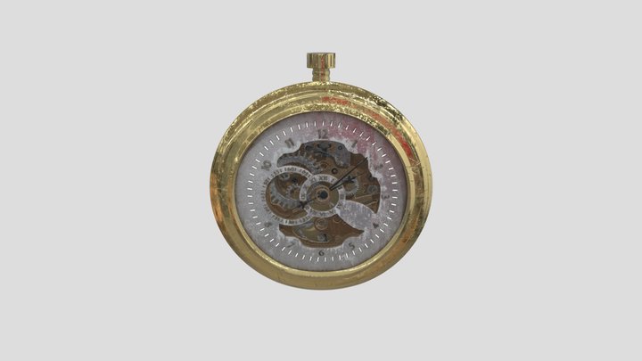 Old antique rusty pocket watch 3D Model